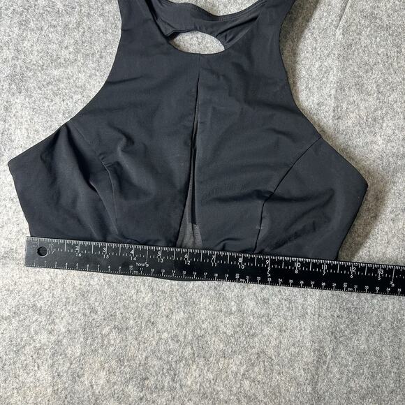 Lululemon Sports Bra Womens 4 Black High Neck Mesh Cut Out Open Back Athletic - Picture 5 of 5